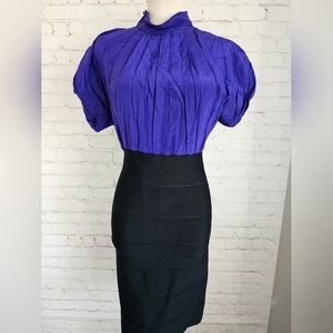 BCBG Maxazria Silk Blend Dress | Persian Blue | Small
